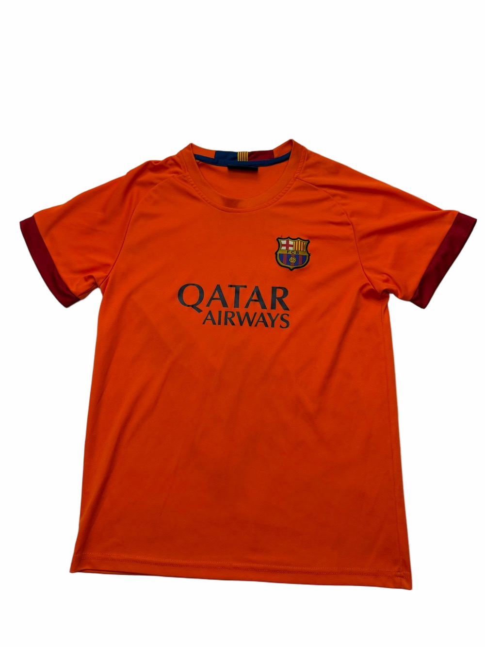 FC Barcelona Suarez #9 Orange Qatar Airways Soccer Football Jersey